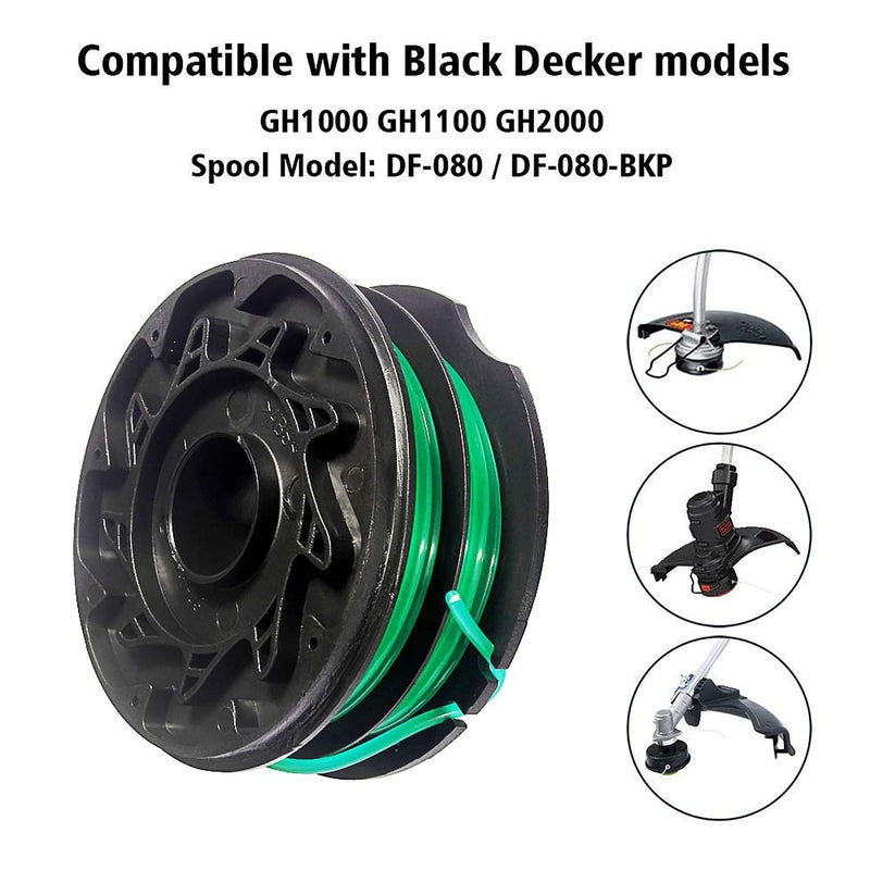 THTEN DF-080 String Trimmer Spools Compatible with Black Decker GH1100 GH1000 GH2000 Electric String Grass Trimmer Lawn Edger DF-080-BKP 30ft 0.080" Dual Auto-Feed Spool 4 Pack - Image 3